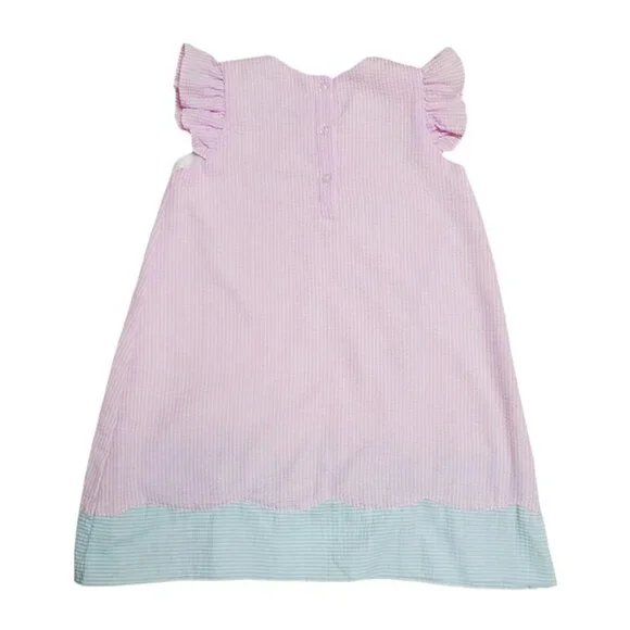 Smockingbird Pink Striped Seersucker Dress Size 4T - Picture 4 of 5